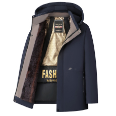 批发2024新款中老年爸爸冬装加绒加厚保暖柔软舒适棉袄防寒连帽外套