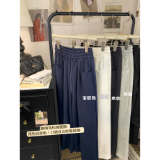 批发实价-官图 秋季新款抽绳阔腿高腰垂感显瘦百搭休闲<b class='q'>运动</b>裤