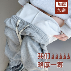 批发实拍孕妇束脚运动卫裤春秋新款宽松束脚加绒秋冬卫裤小个子休闲裤