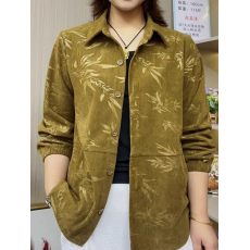 批发<b class='q'>中老年</b>妈妈<b class='q'>秋装</b>新款竹叶压花翻领长袖开衫宽松显瘦遮肉百搭短<b class='q'>外套</b>