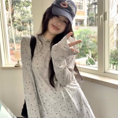 批发实拍实价~韩系波点长袖防晒休闲宽松圆领上衣