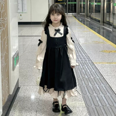 批发女童洛丽塔公主裙<b class='q'>春</b>装儿童装时髦学院衣服童装假两件洋气连衣裙