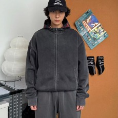 批发格子拼接连帽卫衣男女款复古潮牌美式高街假两件开衫cleanfit外套