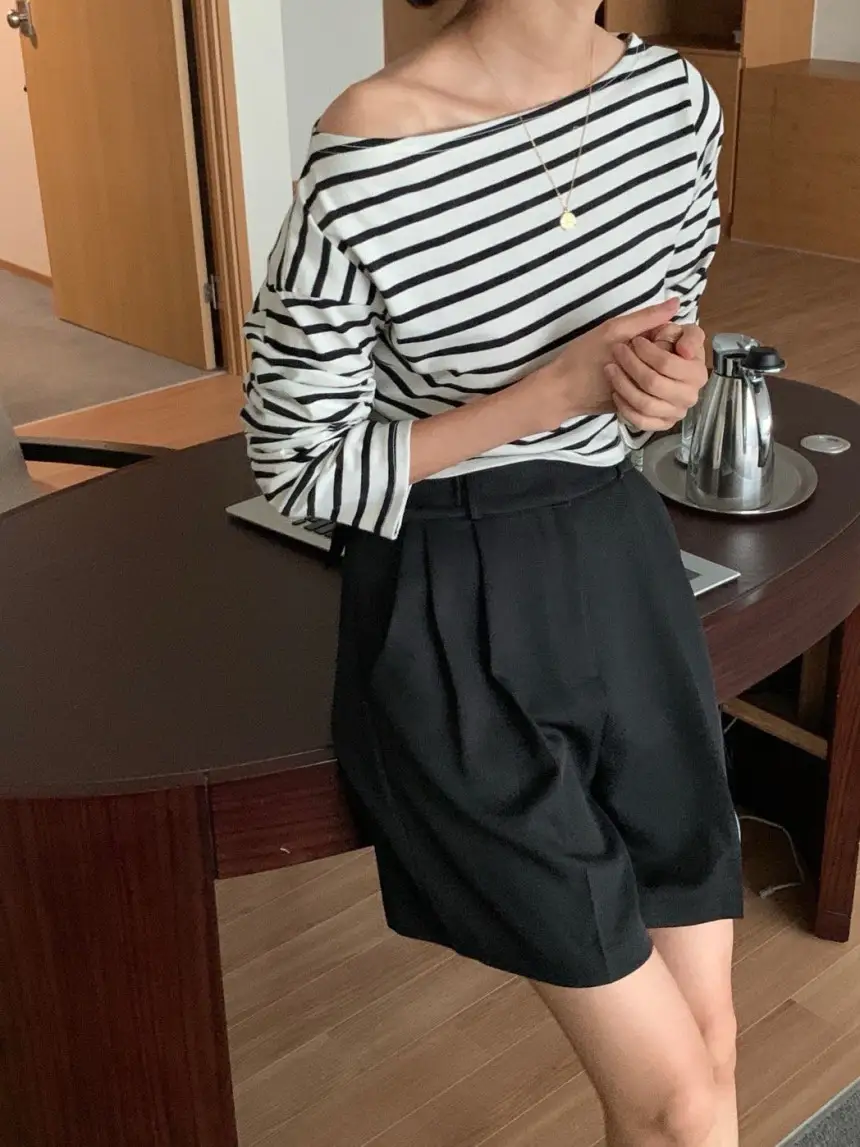 여성용 스타일리시 블라우스 티셔츠 상세 이미지 1