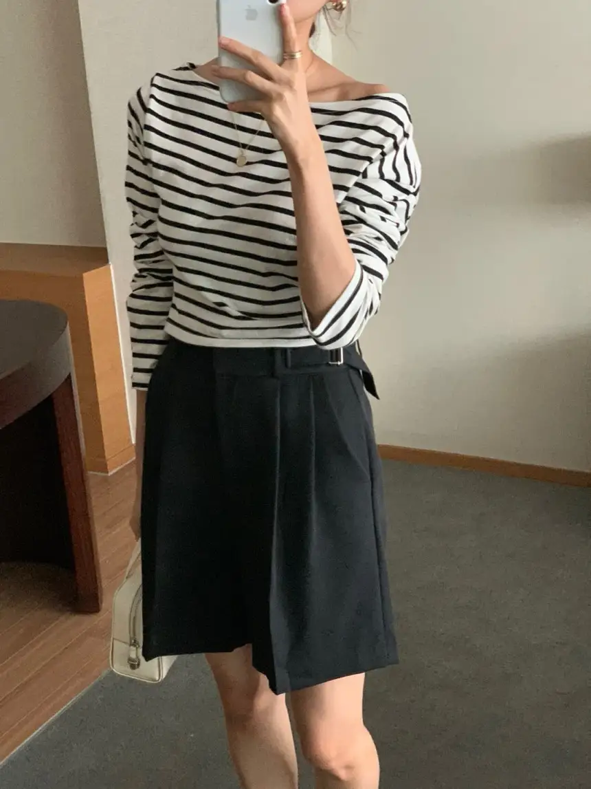여성용 스타일리시 블라우스 티셔츠 상세 이미지 4