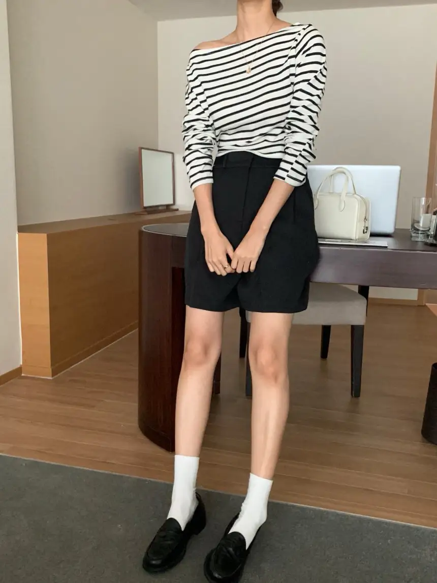 여성용 스타일리시 블라우스 티셔츠 상세 이미지 8