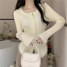 批发毛衣<b class='q'>开衫</b>外套女秋冬2025新款v领内搭宽松慵懒风外穿针织打底衫冬