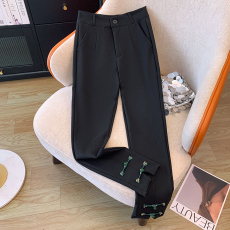 批发国风盘扣小西裤女2024秋季新款韩版显瘦<b class='q'>打底裤</b>高腰烟管裤西装裤潮