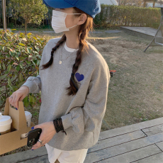 批发韩国外贸新款宽松韩版美式小众甜酷卫衣女加绒加厚盐系套头3063