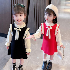 批发女童装连衣裙秋冬针织毛衣裙时髦洋气中大儿童网红裙子时尚公主裙