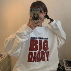 批发韩国<b class='q'>外贸</b>早秋新款bf慵懒风卫衣女加绒加厚美式街头复古上衣3079