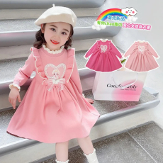 批发儿童公主裙<b class='q'>春</b>秋季甜美可爱女童长袖针织毛衣连衣裙女宝宝秋装潮童