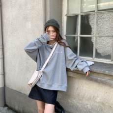 批发韩国<b class='q'>外贸</b>加绒卫衣女国潮时尚<b class='q'>外套</b>新款宽松显瘦百搭长袖上衣3094