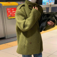 批发尺寸已更新 法式复古西装领立领两穿英伦风超正版型系带毛昵大衣