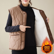 批发两面穿羊羔毛马甲外套女2025韩版慵懒风宽松夹棉加厚无袖坎肩<b class='q'>背心</b>