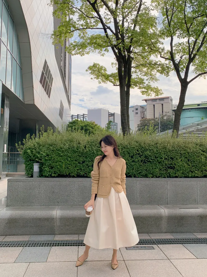 한국 스타일 빈티지 페미닌 니트 코트 상세 이미지 14