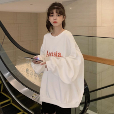 批发韩国<b class='q'>外贸</b>oversize加绒加厚粉色很仙卫衣女中长款新款超仙的3095