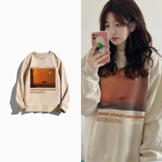 批发<b class='q'>韩国</b>外贸韩版<b class='q'>卫衣</b>女秋冬加绒宽松oversize美式复古嘻哈外套3163