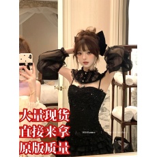 批发LazyDidi双生花 古着doll感提花绣珠鱼骨胸衣蕾丝立裁显瘦吊带