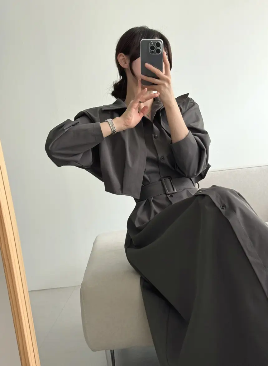 프렌치 스타일 가디건형 허리 조임 원피스 상세 이미지 17