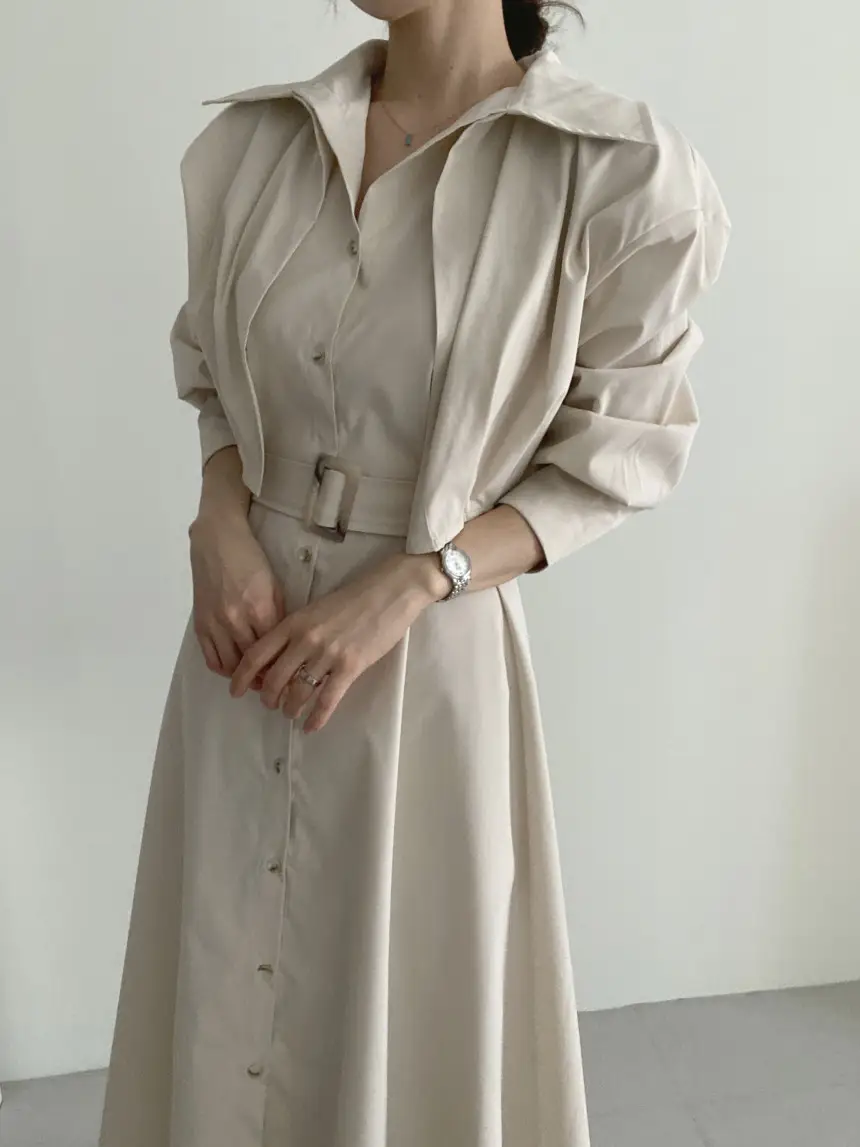 프렌치 스타일 가디건형 허리 조임 원피스 상세 이미지 19