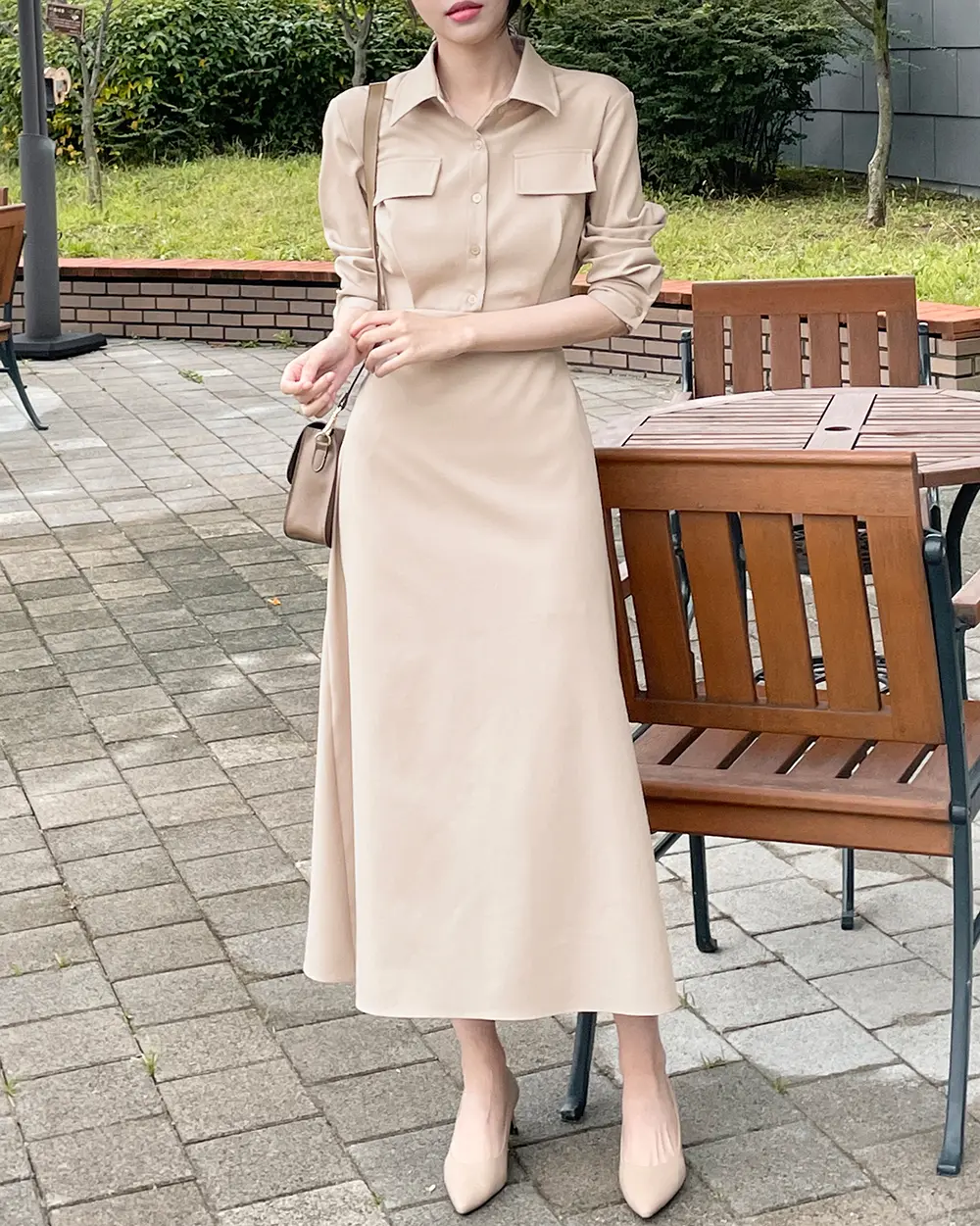 한국 스타일 정교한 허리 라인 원피스 상세 이미지 5