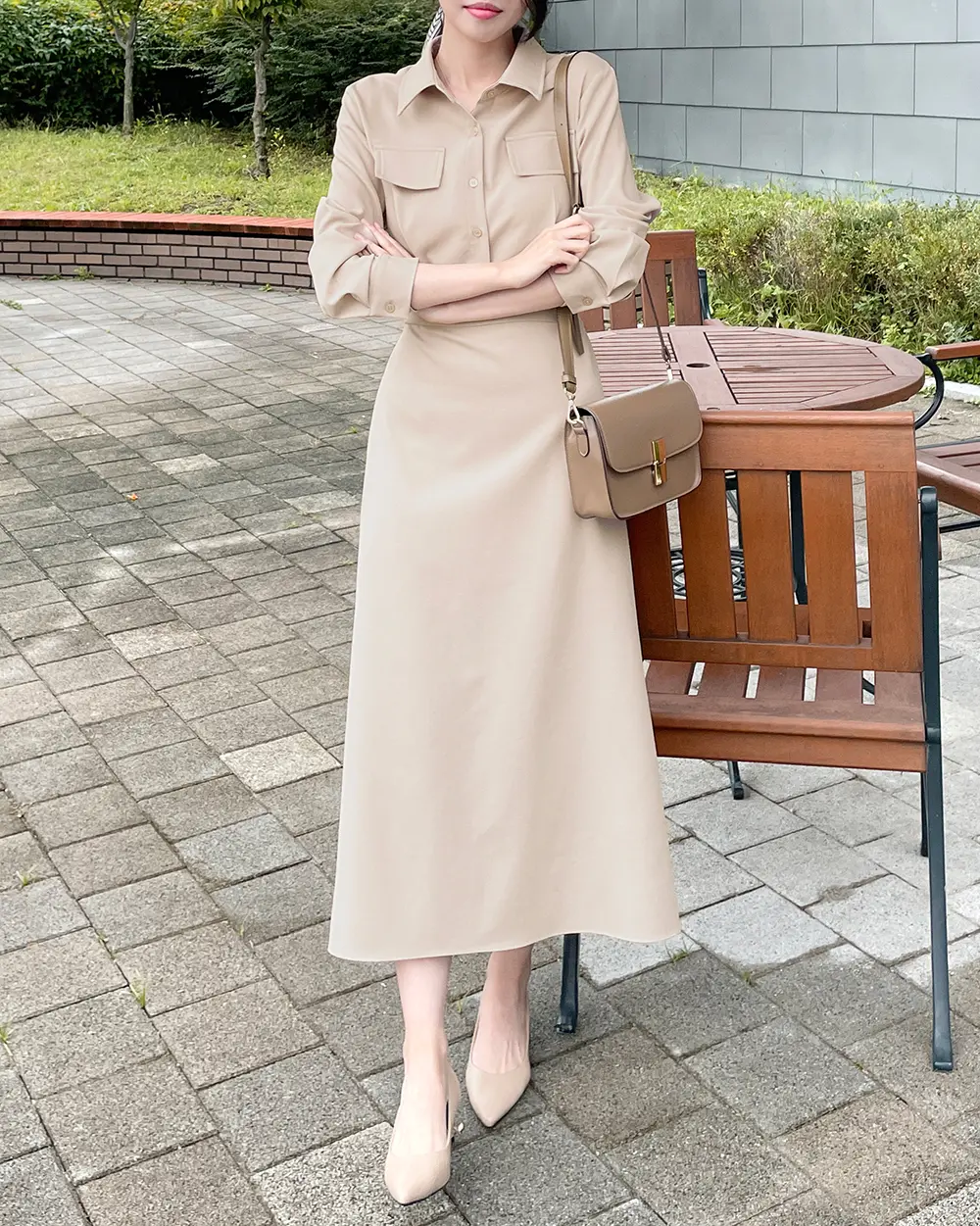 한국 스타일 정교한 허리 라인 원피스 상세 이미지 7