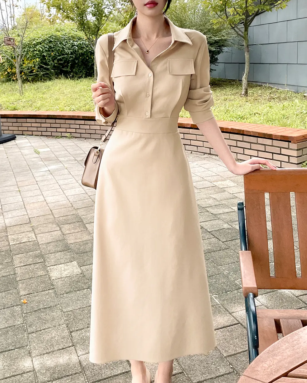 한국 스타일 정교한 허리 라인 원피스 상세 이미지 11