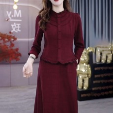 批发已出货 2026秋冬新款大码女装连衣裙磨毛精纺加厚显瘦中长款<b class='q'>裙子</b>