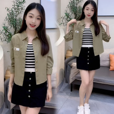 批发官图  纯棉时尚短款衬衫外套女2026春秋新款小个子<b class='q'>修身</b>显瘦上衣潮