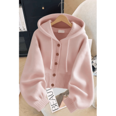 批发官图软糯连帽卫衣外套女士春秋季韩系慵懒风小众<b class='q'>宽松</b>温柔针织开衫