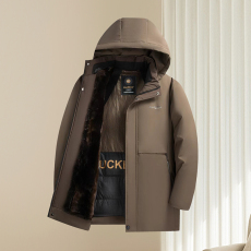 批发高品质冬季新款加绒加厚保暖防寒石墨烯宽松连帽中老年棉衣外套