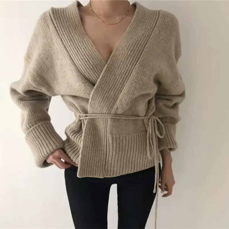 V넥 울 니트 카디건 상세 이미지 3