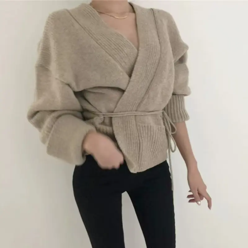 V넥 울 니트 카디건 상세 이미지 6