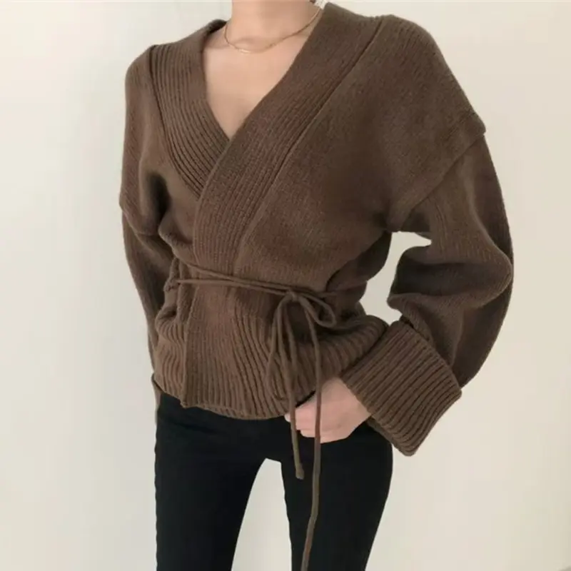 V넥 울 니트 카디건 상세 이미지 8