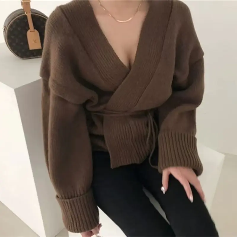 V넥 울 니트 카디건 상세 이미지 10