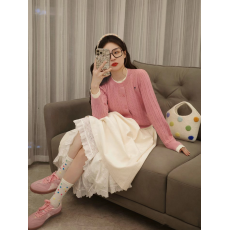 批发实拍实价～假两件<b class='q'>甜美</b>针织开衫毛衣外套女