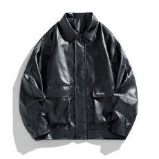 批发秋冬新款港风机车飞行美式高街潮流跨境专供男款立领皮衣夹克外套