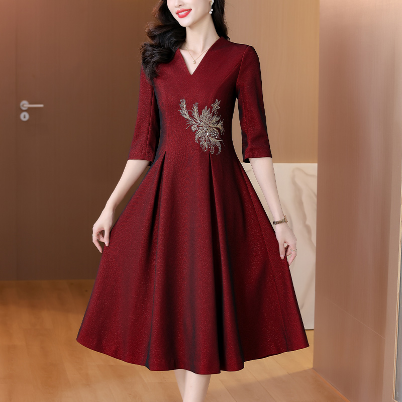 MY4687# 高端妈妈结婚礼服裙高贵洋气新款年轻喜婆婆婚宴装女裝貨源服裝...