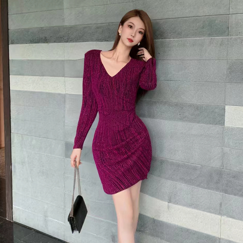 PF23633#新款气质性感高级感打底长裙包臀显瘦甜美连衣裙女裝貨源服裝批發