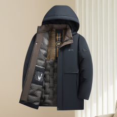 批发高品质冬季新款加棉加厚保暖防寒时尚宽松连帽中老年棉衣外套