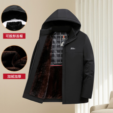 批发高品质冬季新款加棉加厚保暖防寒时尚宽松连帽中老年棉衣外套