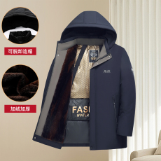 批发高品质冬季新款加棉加厚保暖防寒时尚宽松连帽中老年棉衣外套