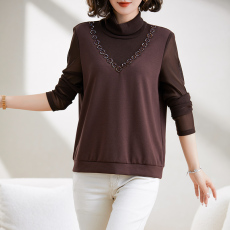 批发50岁<b class='q'>妈妈</b>春装半高领上衣洋气春秋中老年阔太太<b class='q'>针织衫</b>大码女装长袖