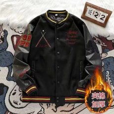 批发新款棒球服男美式高街黑八字母刺绣夹克外套潮防风休闲风