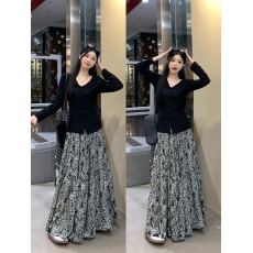 批发实拍气质纯欲风辣妹显瘦针织<b class='q'>开衫</b>时尚复古碎花长款a字高腰半身裙