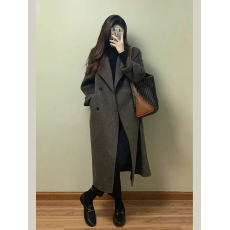 批发美拉德穿搭高级感毛呢大衣女秋冬加厚过膝中长款韩系风呢子外套