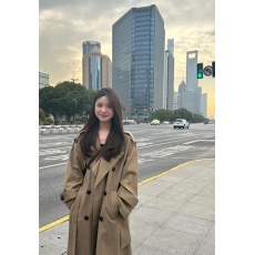 批发高级感西装领卡其风衣外套女<b class='q'>春</b>秋新款气质宽松双排扣中长款大衣服