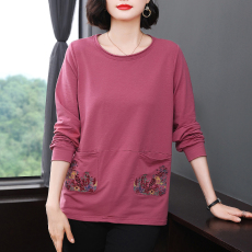 批发<b class='q'>中老年</b>女装<b class='q'>妈妈</b>装2026春秋款长袖T恤洋气时尚大码宽松遮肚子上衣