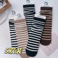 批发[<b class='q'>男</b>女同款/亲子袜】长袜秋冬中筒袜日系条纹袜外穿长筒袜棉袜百搭